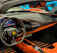 Gray Leather Floor Mats with Orange Daytona Design for Ferrari SF90 Stradale (2019-2024)