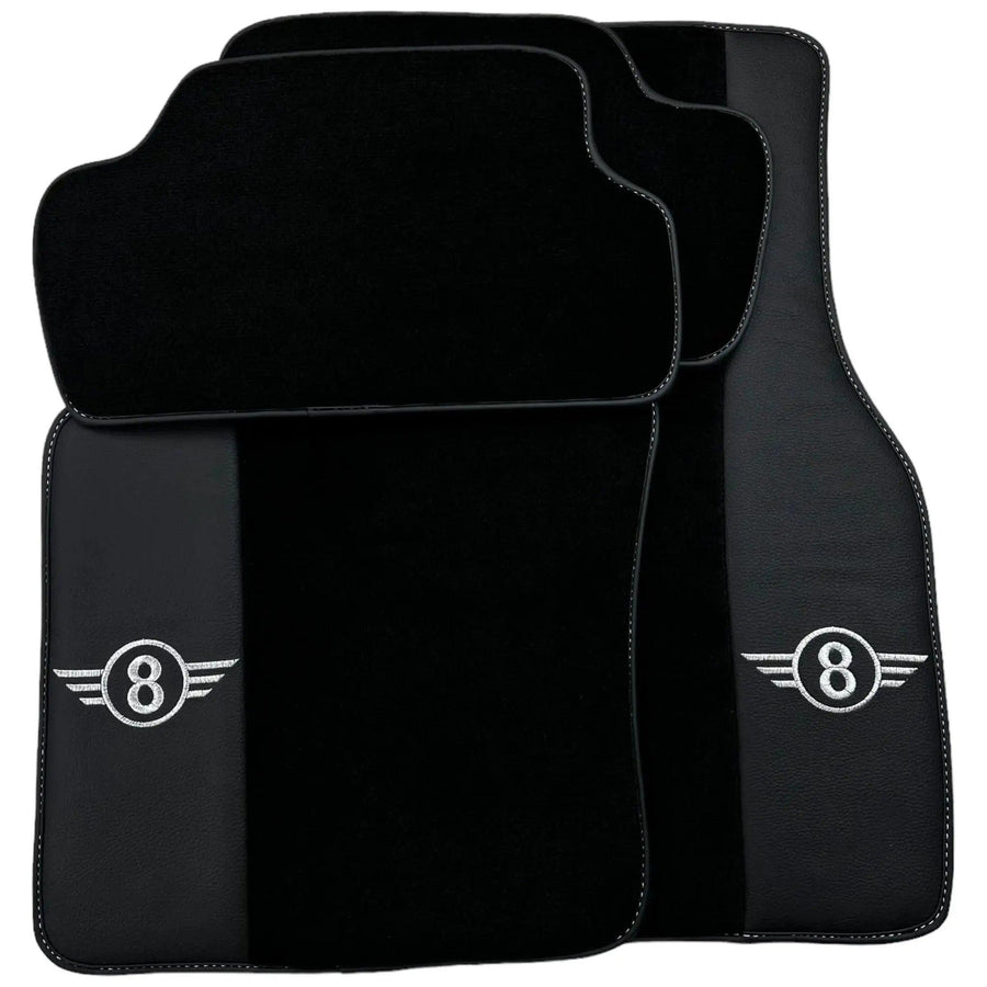 Black Floor Mats for Mini Cooper / One Electric (2020-2023) with Leather - AutoWin