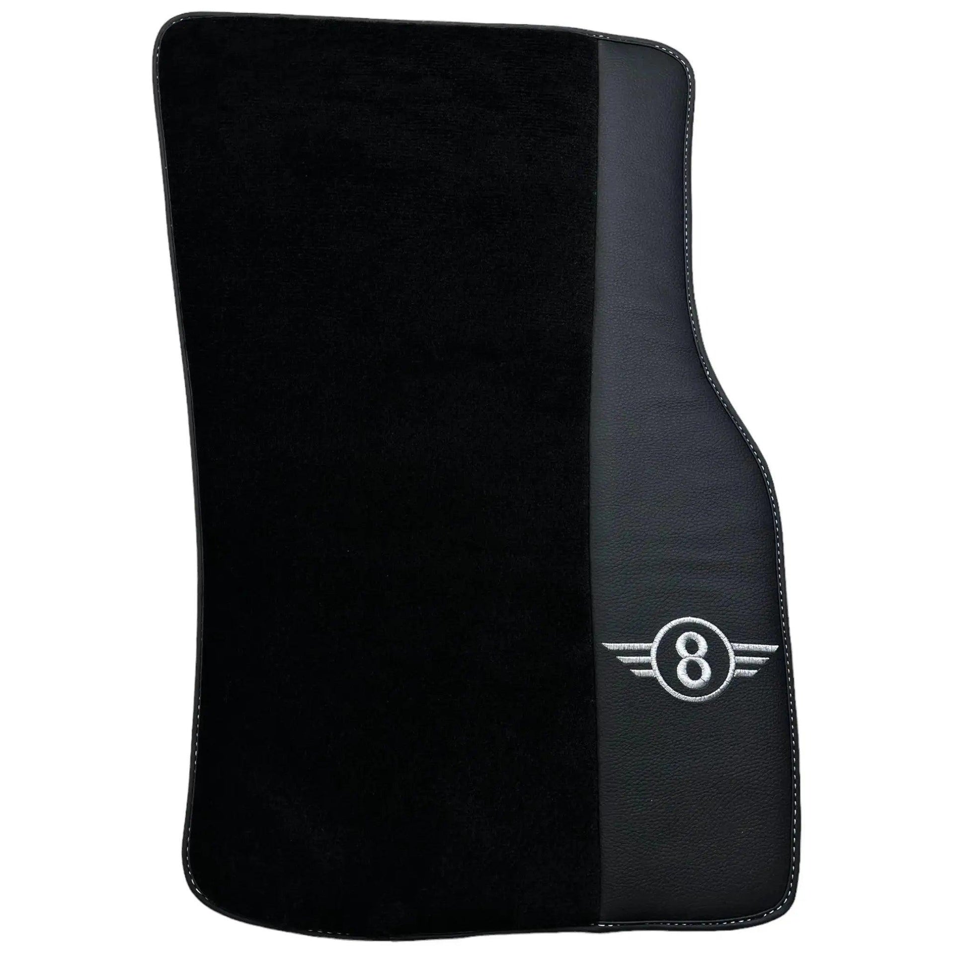 Black Floor Mats for Mini Cooper / One Electric (2020-2023) with Leather - AutoWin
