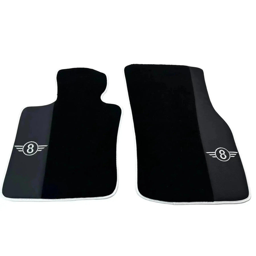 Black Floor Mats for Mini Cooper / One F55 5-Doors (2015-2023) with Leather | White Trim - AutoWin
