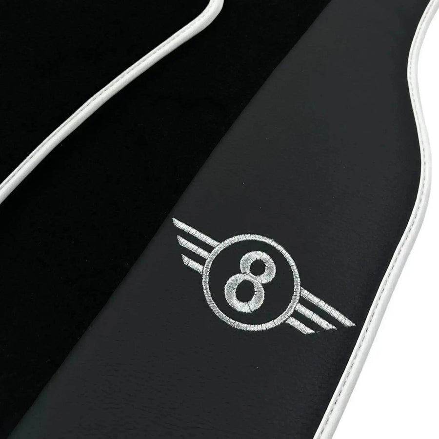 Black Floor Mats for Mini Cooper / One R50 (2001-2007) with Leather | White Trim - AutoWin