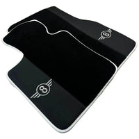 Black Floor Mats for Mini Cooper / One R53 (2001-2007) Cooper S with Leather | White Trim - AutoWin