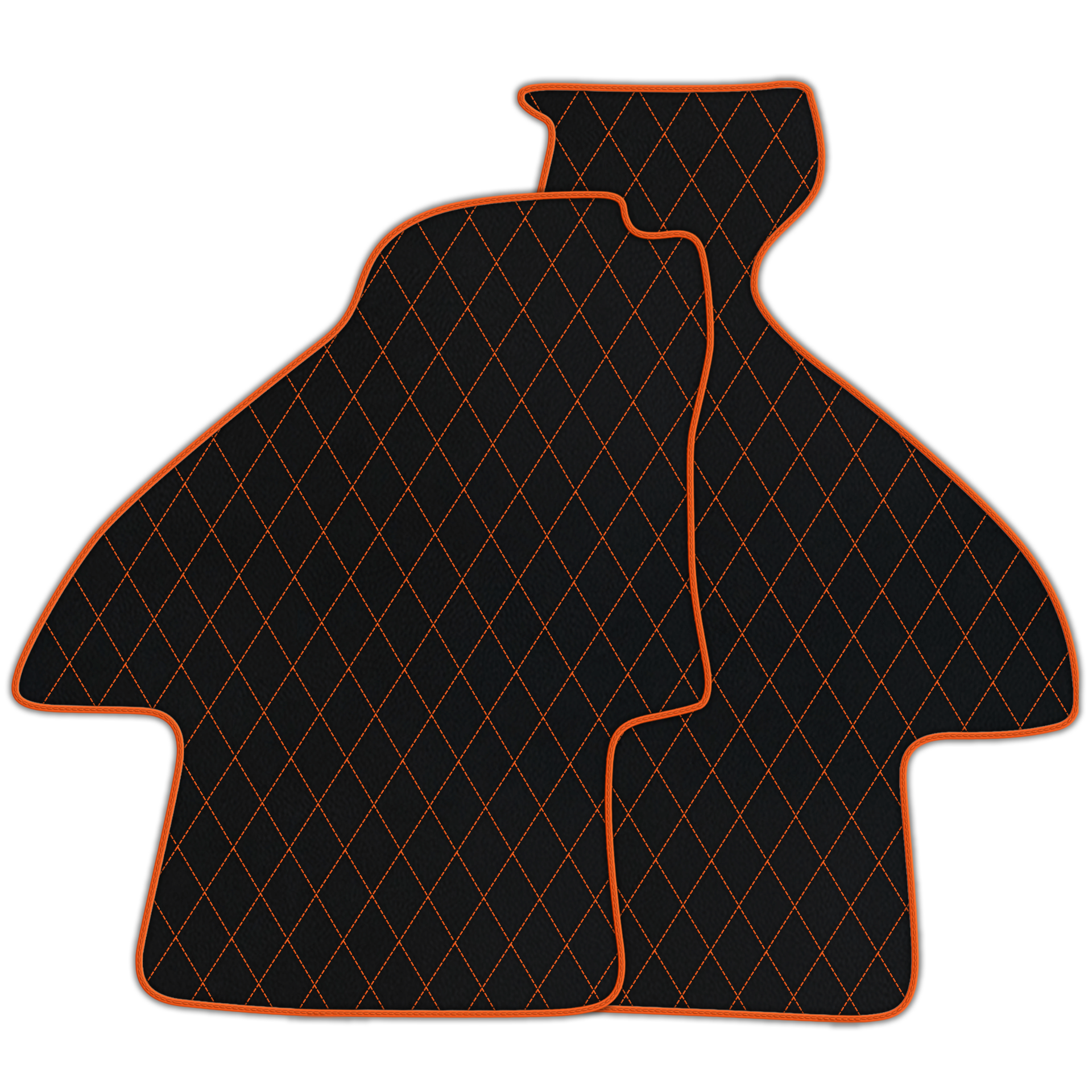 Black Leather Floor Mats for Ferrari Mondial Coupe (1980-1993) with Single Diamond Pattern | Full Set Option - AutoWin