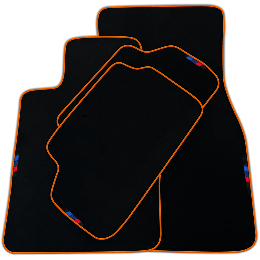 Black Floor Mats For BMW G60 (2023-2026) Sedan with German Flag | Various Trim Colors