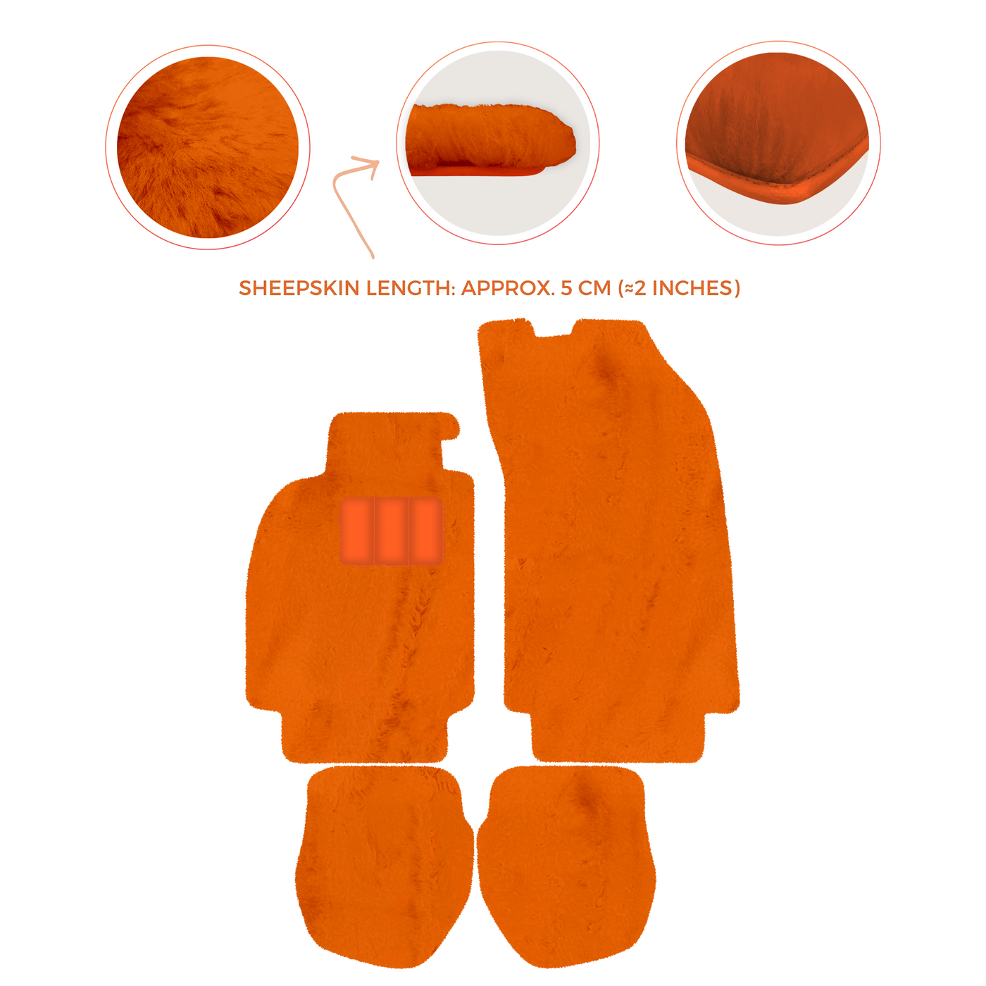 Sheepskin Floor Mats for Porsche 911 - 964 (1989-1994) - Sheepskin Length, Various Color Options