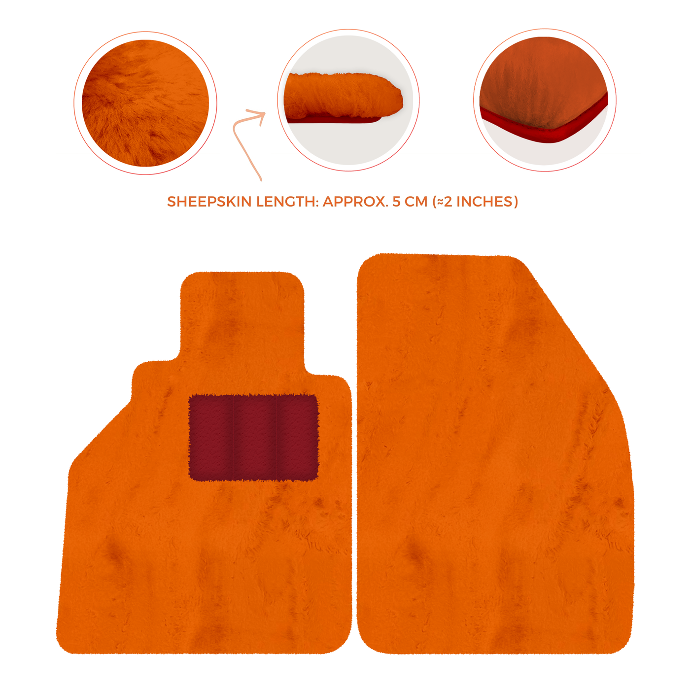 Sheepskin Floor Mats for Porsche 986 Boxster (1996-2004) - Sheepskin Length, Various Color Options