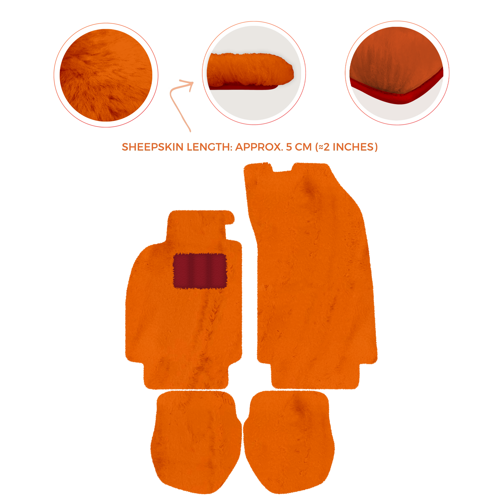 Sheepskin Floor Mats for Porsche 911 - 964 (1989-1994) - Sheepskin Length, Various Color Options - AutoWin