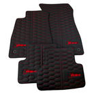 Black Leather Floor Mats for Audi RS 4 B9 Avant (2017-2024) Red Stitching