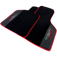 Black Floor Mats for Lamborghini Huracan STO with Carbon Fiber Leather | Red Trim