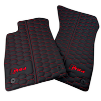 Black Leather Floor Mats for Audi RS 4 B9 Avant (2017-2024) Red Stitching