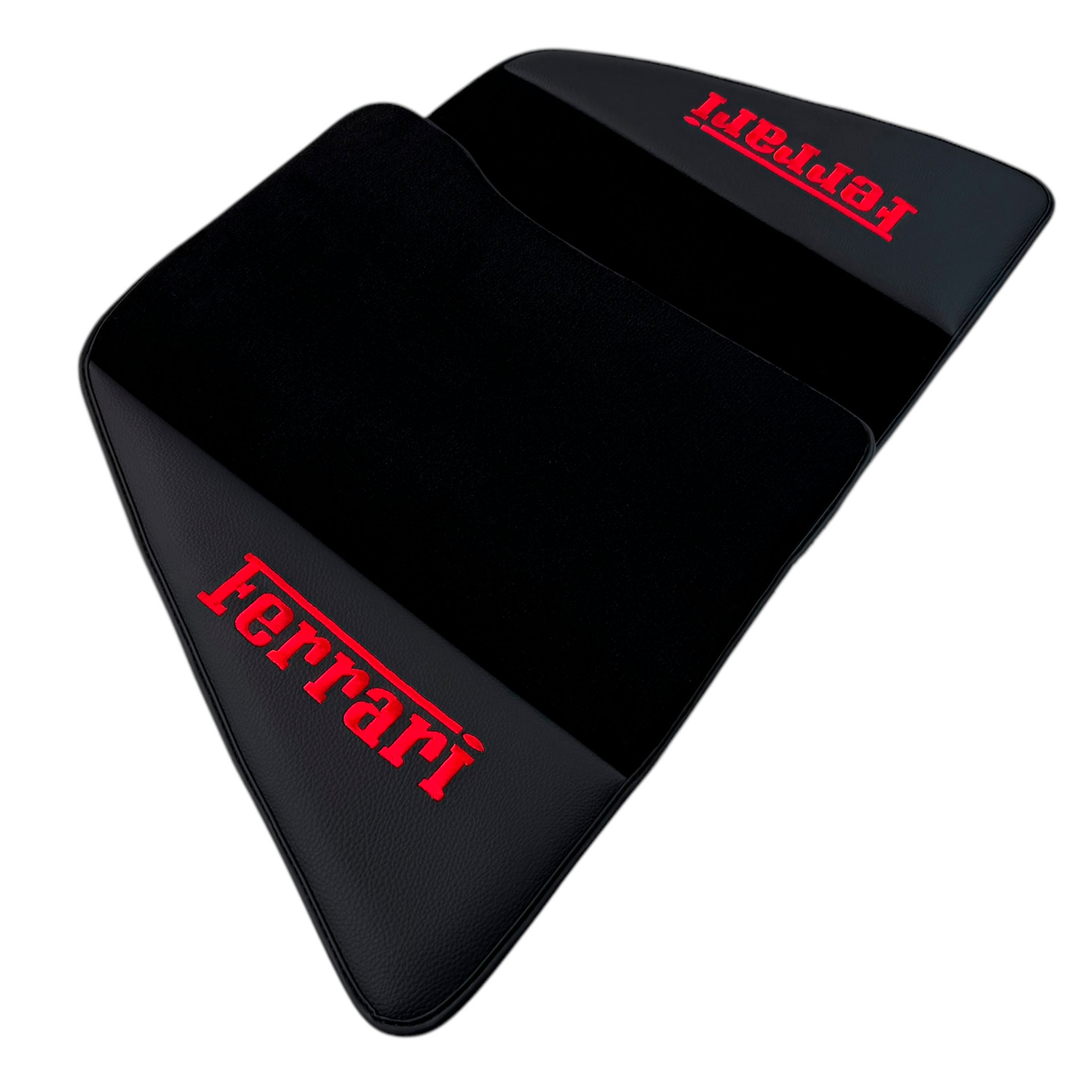 Black Floor Mats for Ferrari 296 GTS (2022-2024) with Leather | Red Logo