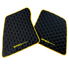 Black Leather Floor Mats for Ferrari SF90 Stradale (2019-2024) with Symmetrical Hex Pattern