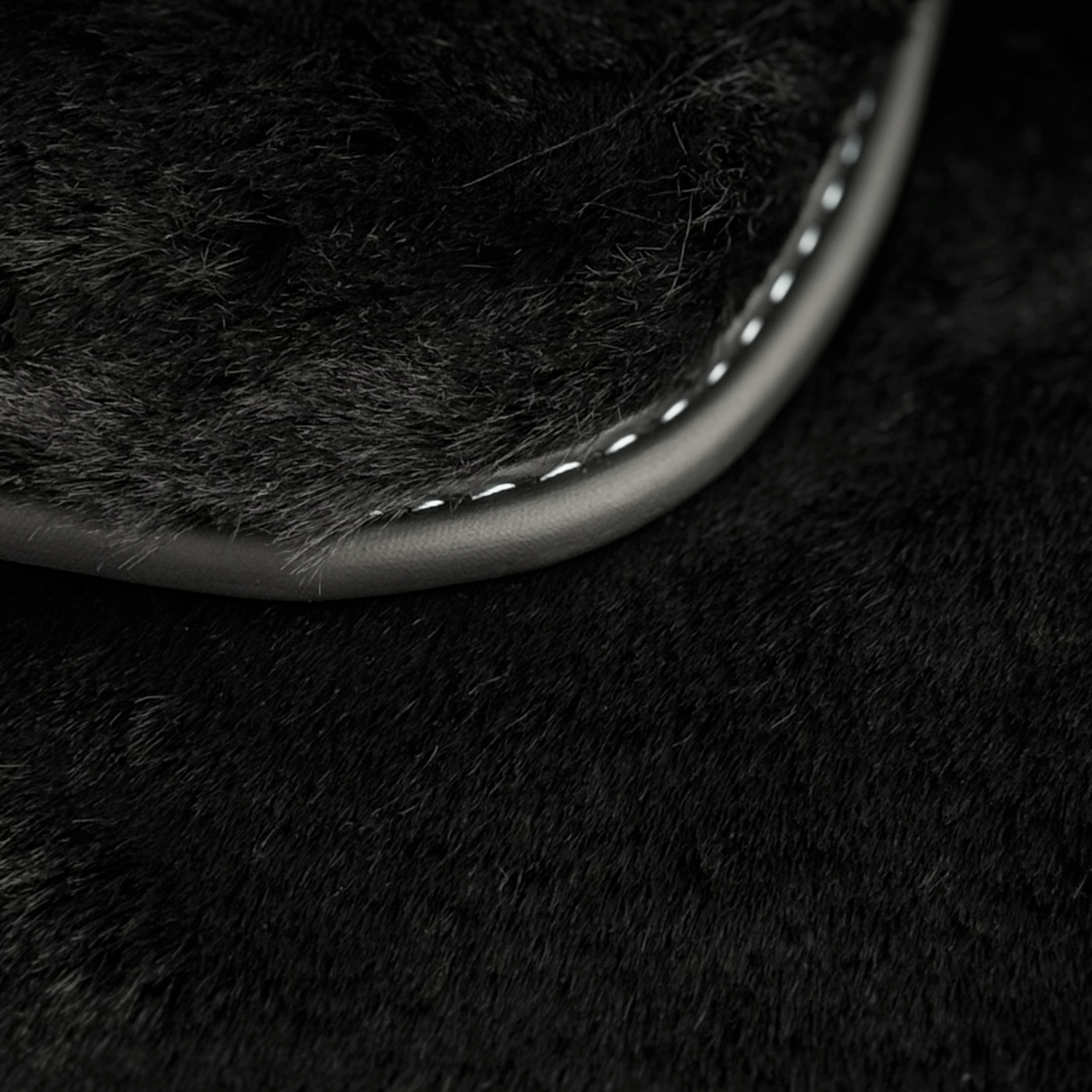 Set of Black Sheepskin Floor Mats & Pillows for Rolls Royce Cullinan (2018-2025) with Black Leather | Blue RR Logo