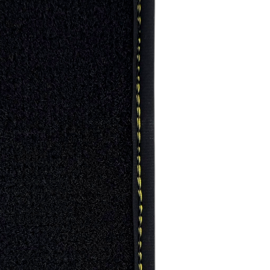 Black Floor Mats For Ferrari 488 Pista 2019-2021 With Yellow Leather