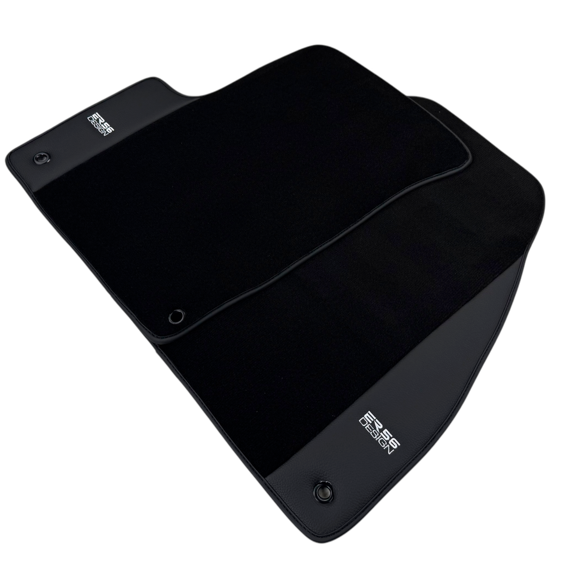 ER56 Design Black Floor Mats for Chevrolet Aveo T300 (2012-2020) with Leather