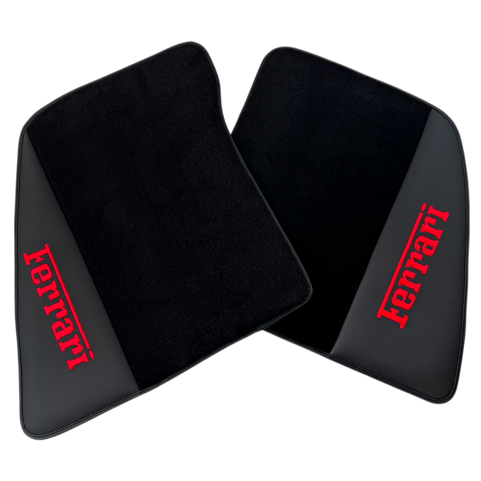 Black Floor Mats for Ferrari 296 GTS (2022-2024) with Leather | Red Logo