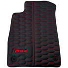 Black Leather Floor Mats for Audi RS 4 B9 Avant (2017-2024) Red Stitching