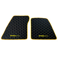 Black Leather Floor Mats for Ferrari SF90 Stradale (2019-2024) with Symmetrical Hex Pattern