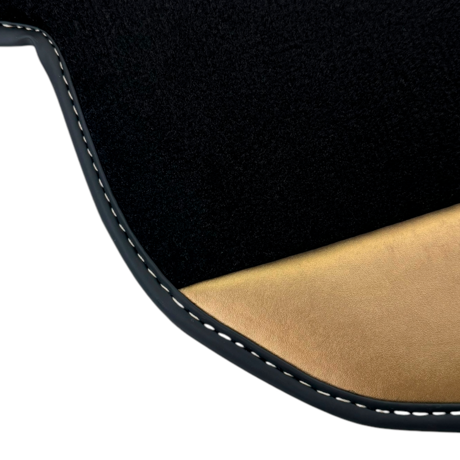 Italian Edition Black Floor Mats for Lamborghini Urus (2018-2026) with Gold Leather Border
