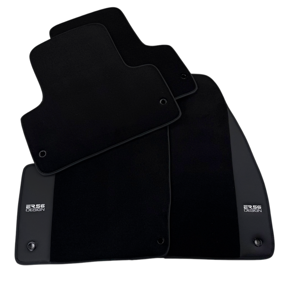 ER56 Design Black Floor Mats for Jeep Compass (2017-2024) with Leather