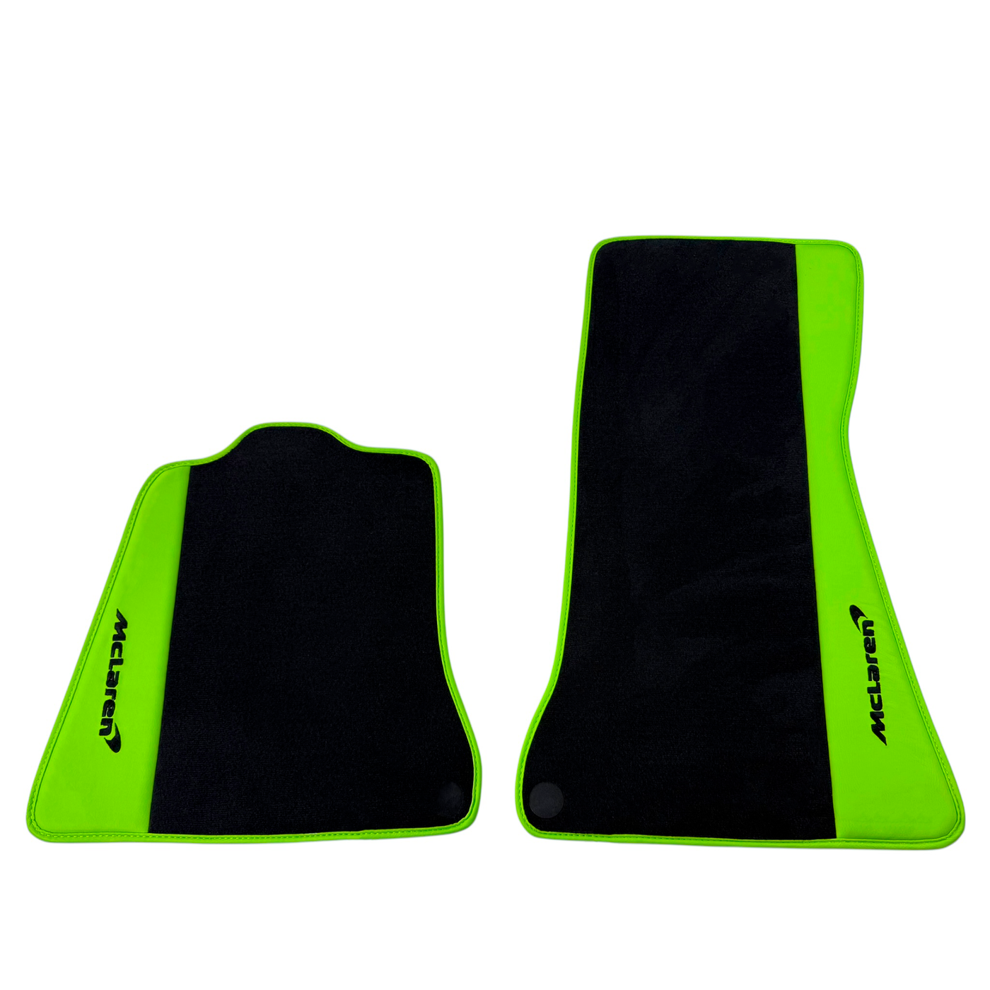Black Floor Mats for McLaren 570S (2015-2021) with Green Leather | McLaren Logo