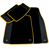 Black Floor Mats for Porsche Taycan (2019-2023) with Leather | Yellow Trim