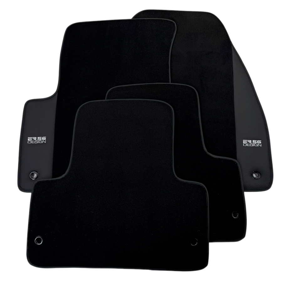 ER56 Design Black Floor Mats for Jeep Compass (2017-2024) with Leather
