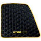 Black Leather Floor Mats for Ferrari SF90 Stradale (2019-2024) with Symmetrical Hex Pattern