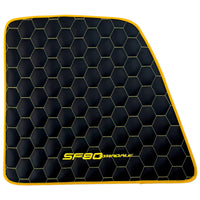 Black Leather Floor Mats for Ferrari SF90 Stradale (2019-2024) with Symmetrical Hex Pattern