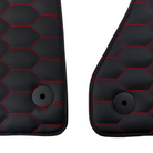 Black Leather Floor Mats for Audi RS 4 B9 Avant (2017-2024) Red Stitching
