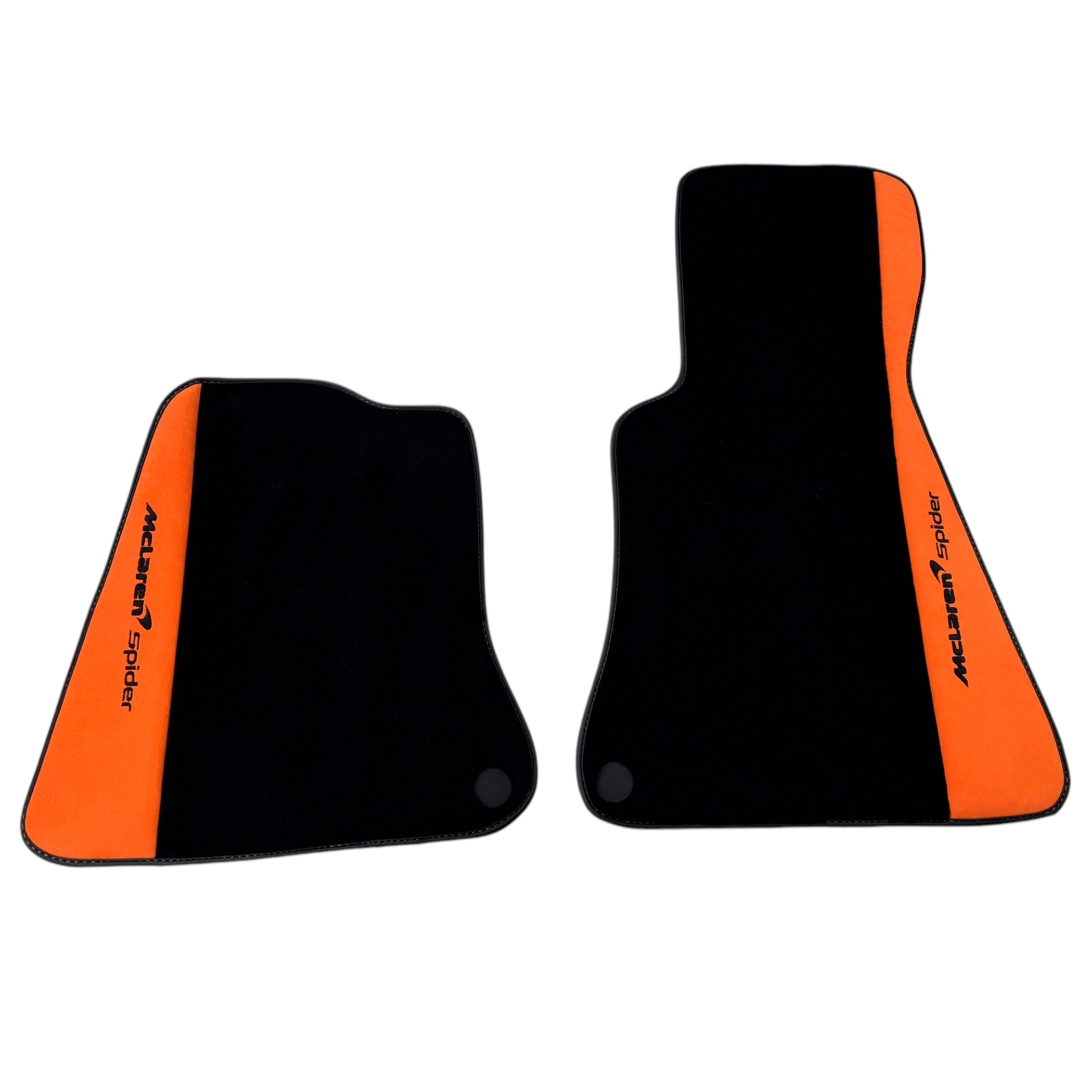 Black Floor Mats For McLaren Spider with Orange Alcantara Leather