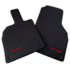 Lamborghini Aventador Carbon Leather Floor Mats with Green Stitching