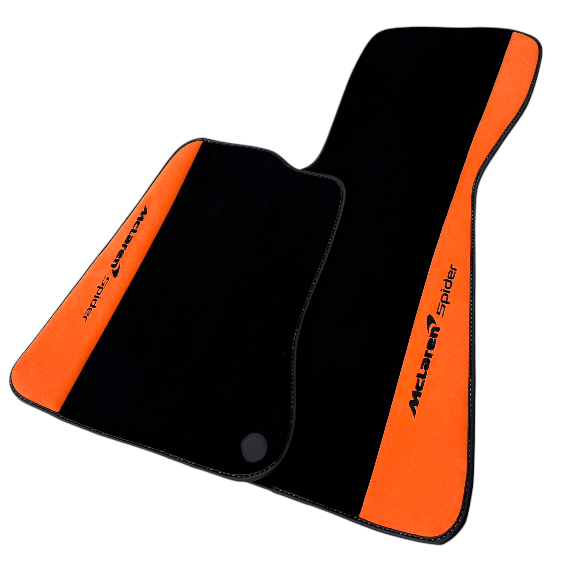 Black Floor Mats For McLaren Spider with Orange Alcantara Leather