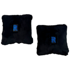 Black Sheepskin Pillows Design Set of 2 for Rolls-Royce Vehicles - Blue Logo