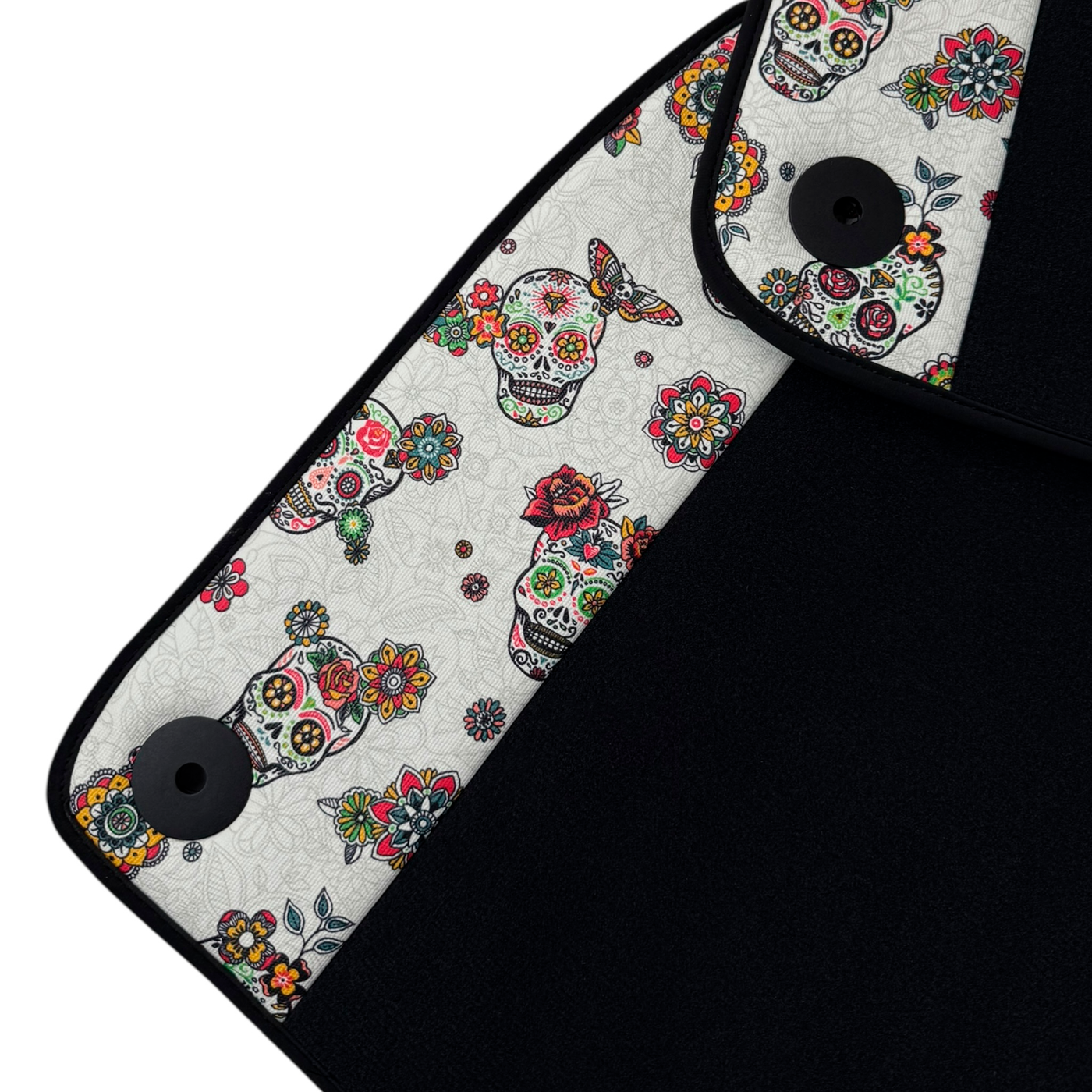 Black Car Floor Mats for Lamborghini Urus (2018-2026) with Floral Skull Design Borders