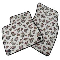 White Floral Skull Design Car Floor Mats for Lamborghini Urus (2018-2026)