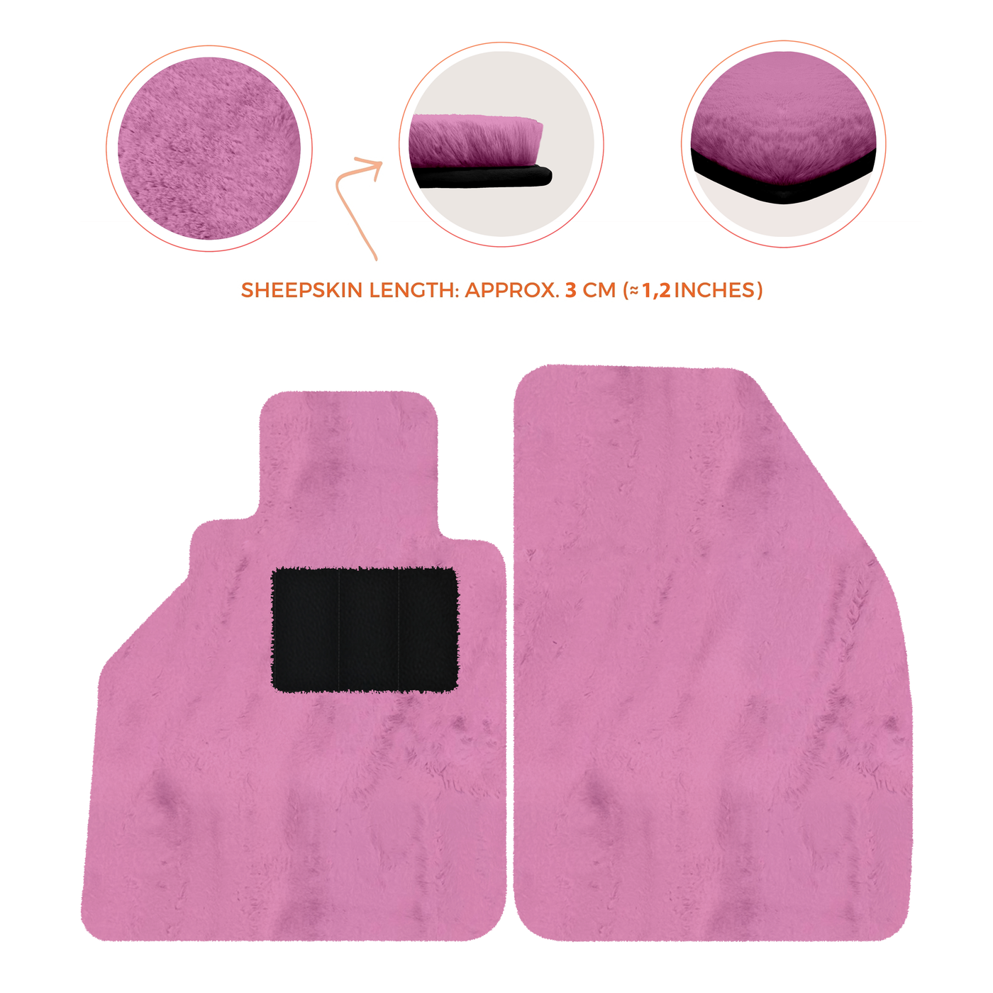 Sheepskin Floor Mats for Porsche 986 Boxster (1996-2004) - Sheepskin Length, Various Color Options