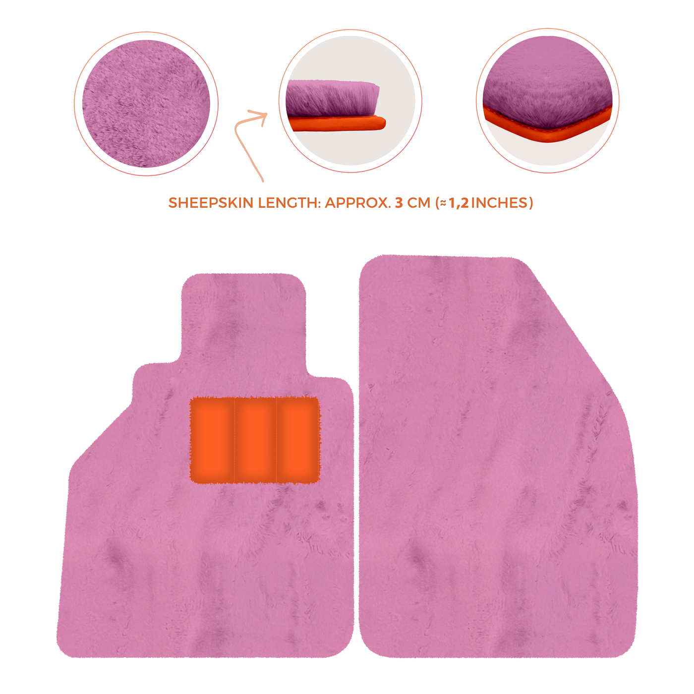 Sheepskin Floor Mats for Porsche 986 Boxster (1996-2004) - Sheepskin Length, Various Color Options