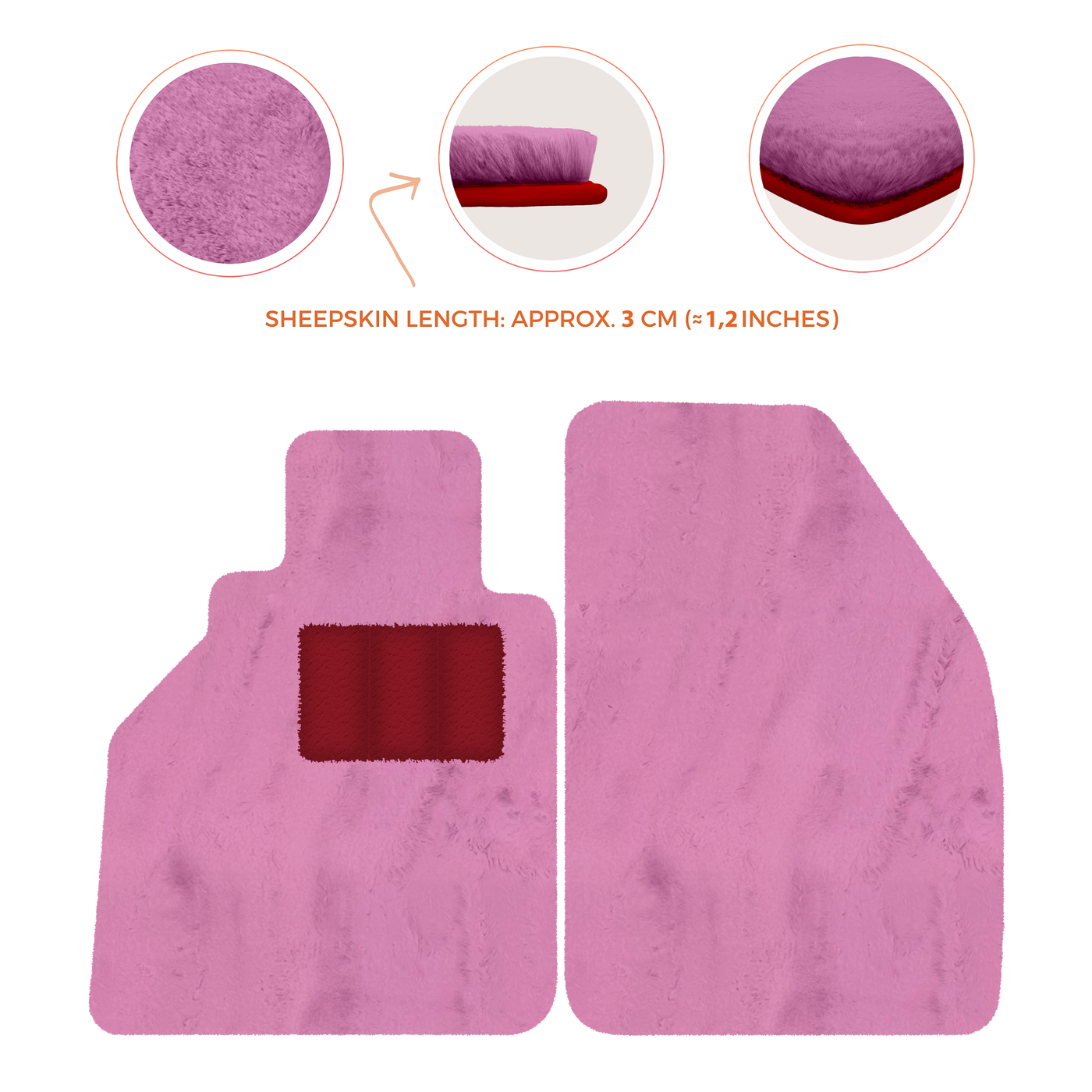 Sheepskin Floor Mats for Porsche 986 Boxster (1996-2004) - Sheepskin Length, Various Color Options