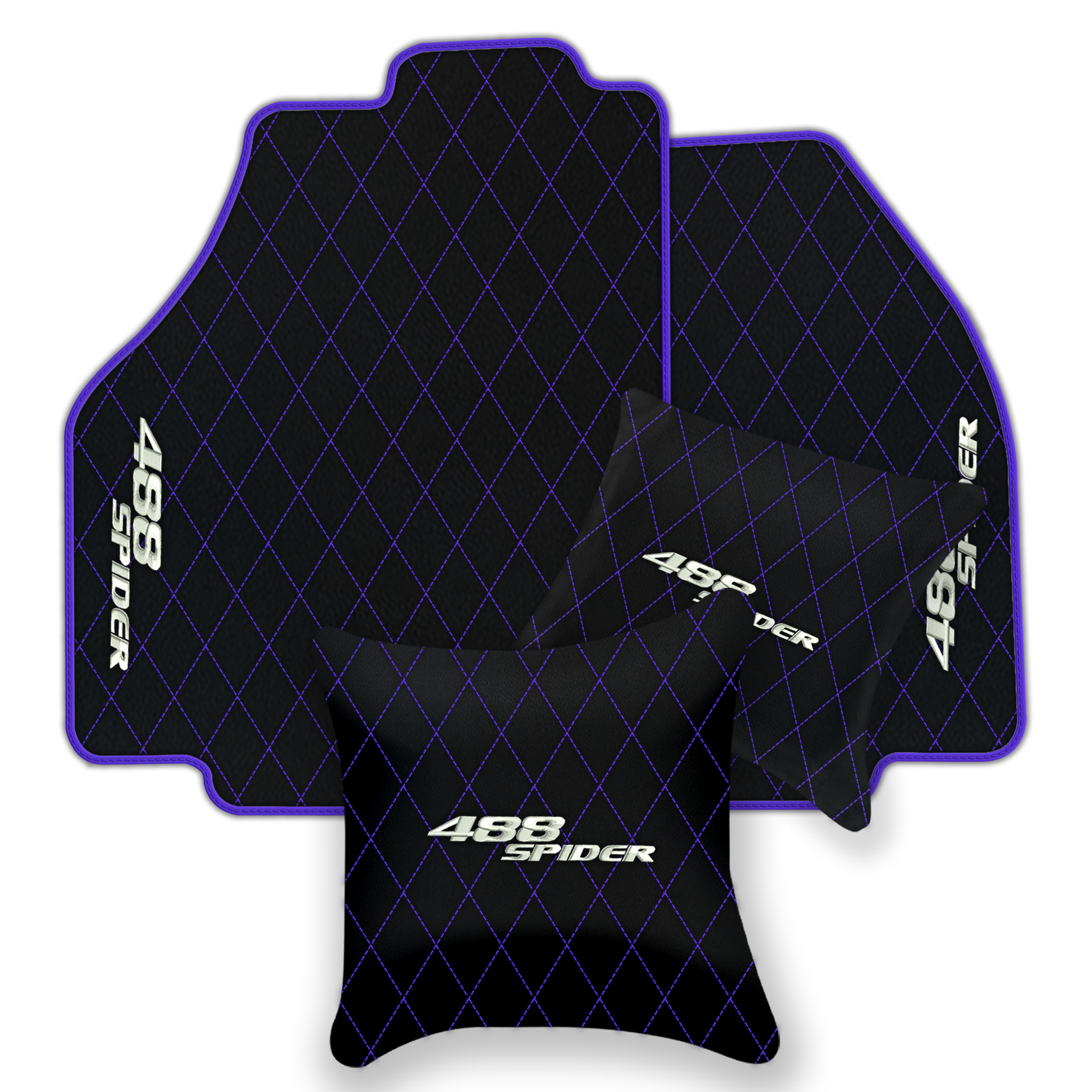 Premium Black Leather Floor Mats for Ferrari 488 Pista Spider