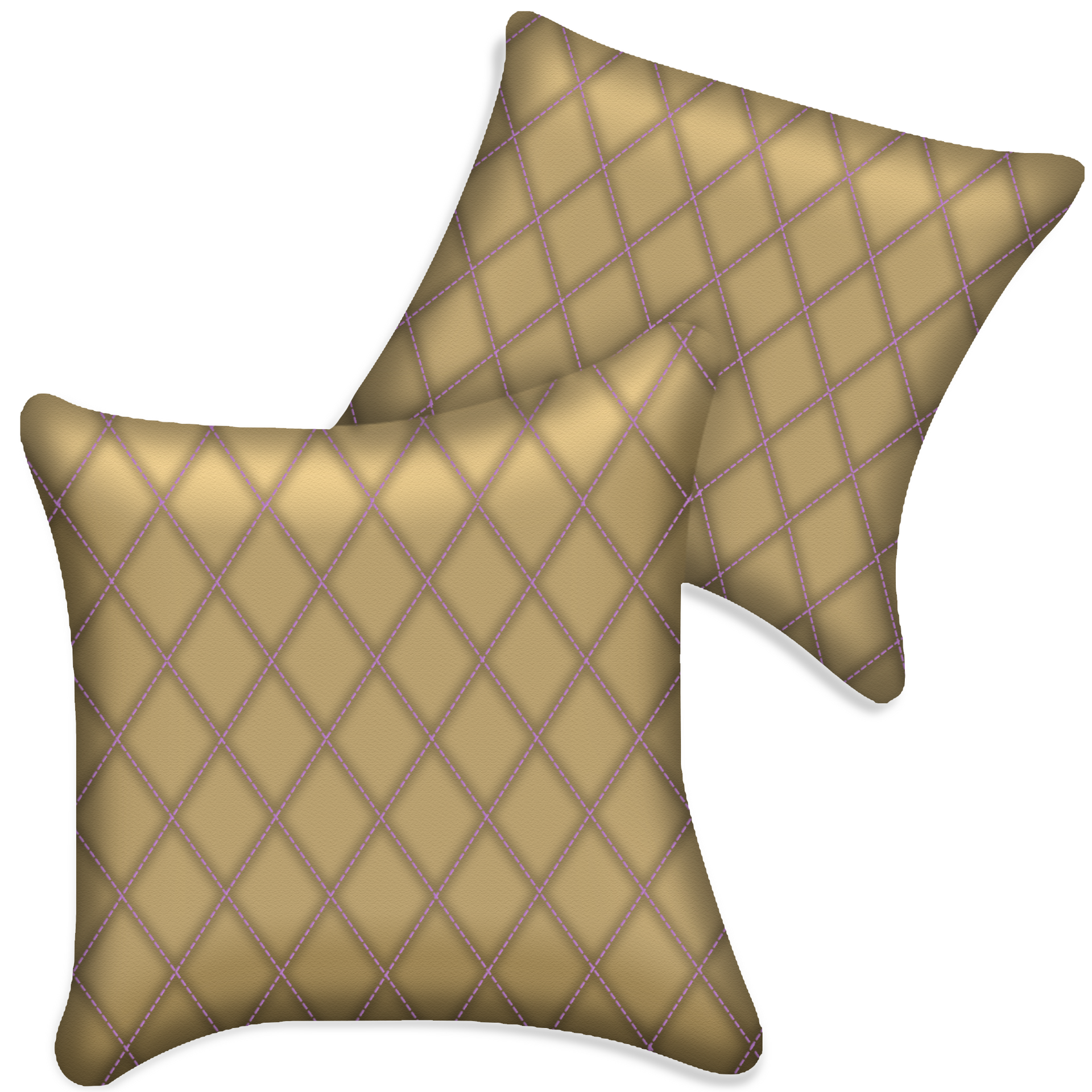 Customizable Beige Leather Pillows Set of 2 for All Vehicles | Single Diamond Pattern