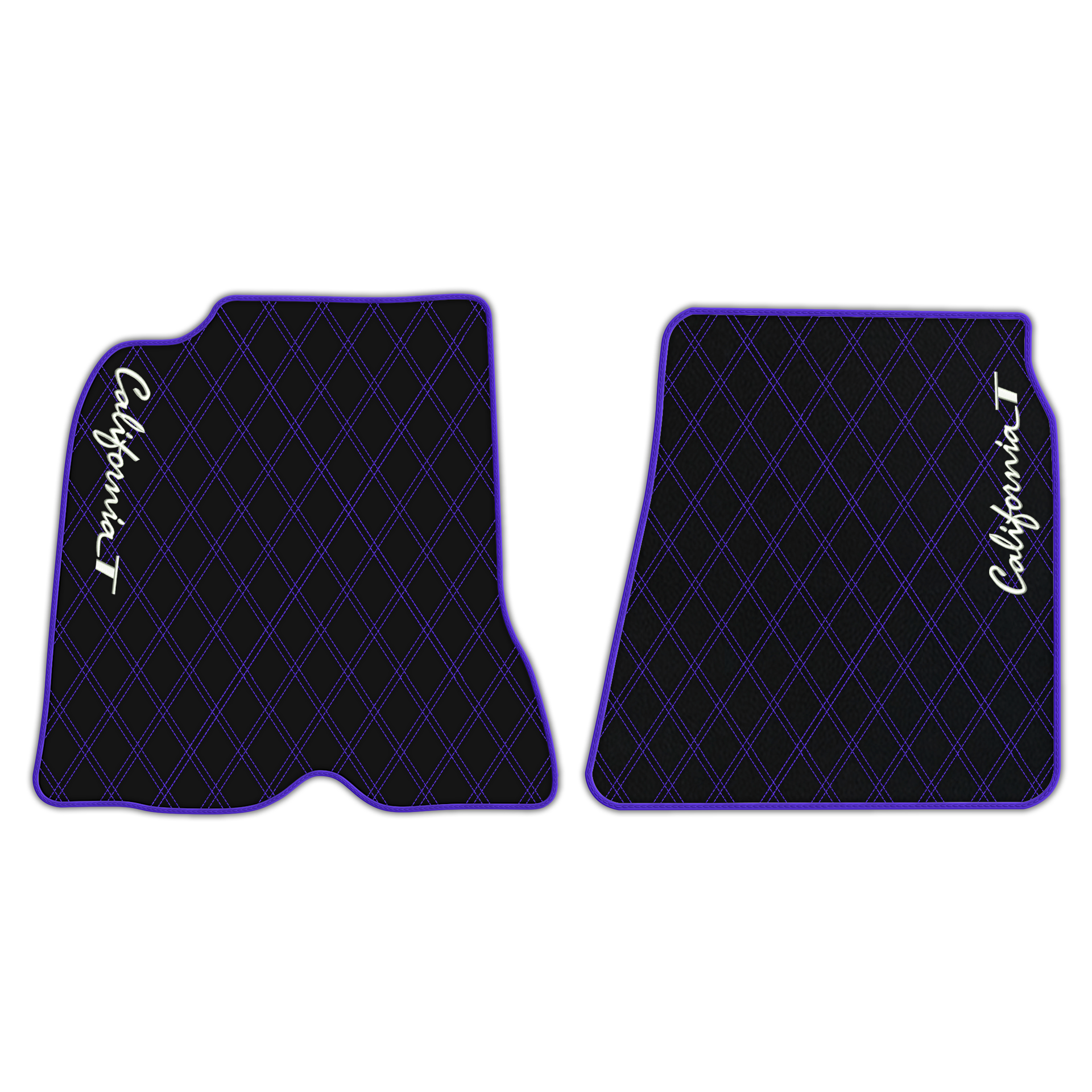 Black Leather Floor Mats for Ferrari California T (2015-2018) with Double Diamond Pattern | Full Set Option - AutoWin