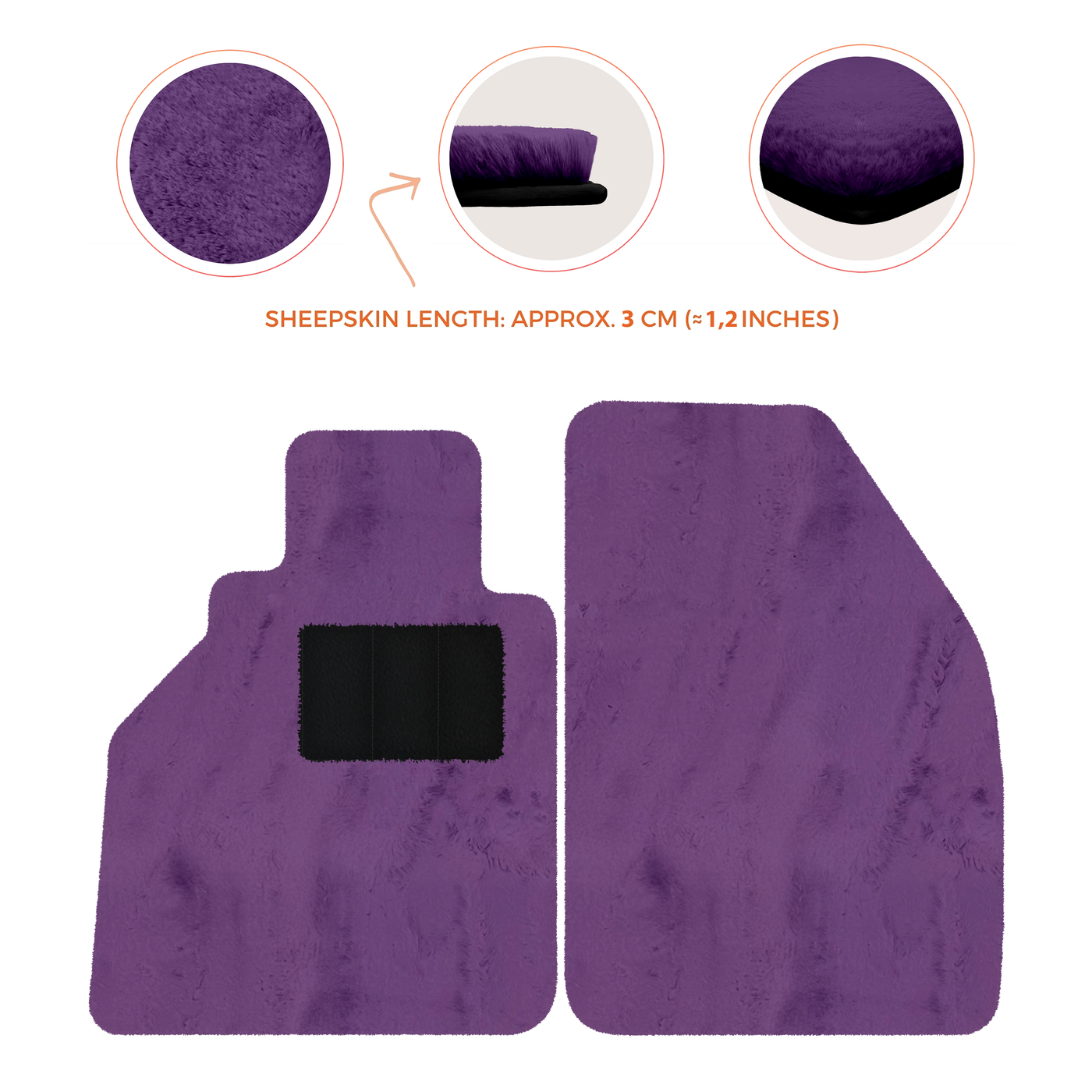 Sheepskin Floor Mats for Porsche 986 Boxster (1996-2004) - Sheepskin Length, Various Color Options