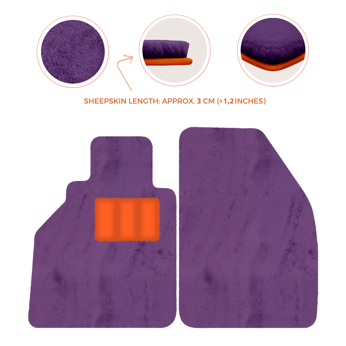 Sheepskin Floor Mats for Porsche 986 Boxster (1996-2004) - Sheepskin Length, Various Color Options