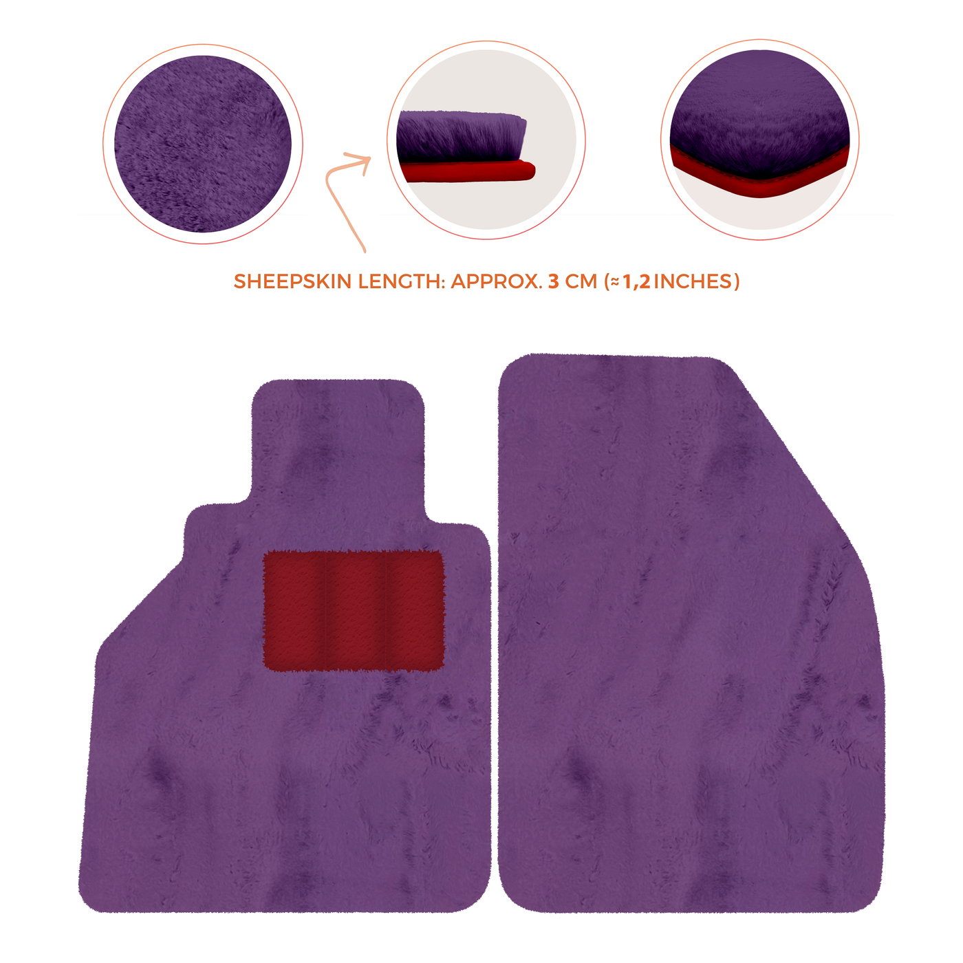 Sheepskin Floor Mats for Porsche 986 Boxster (1996-2004) - Sheepskin Length, Various Color Options