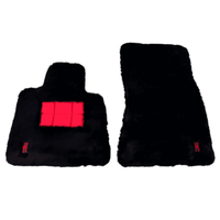 Black Sheepskin Floor Mats for Rolls Royce Ghost Series II (2021-2024) with Red Leather