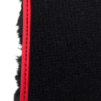 Black Sheepskin Floor Mats for Rolls Royce Cullinan (2018-2025) with Red Leather