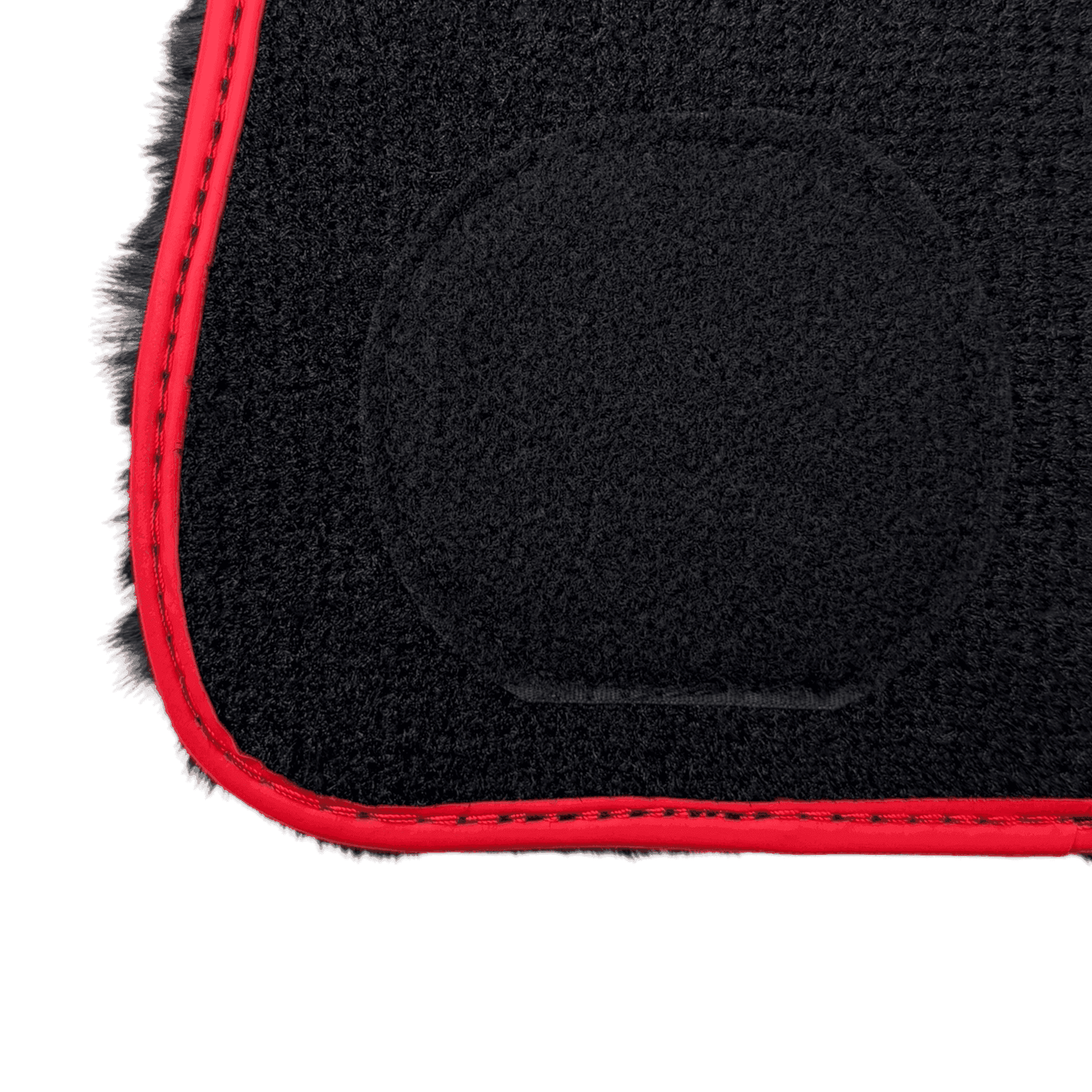 Black Sheepskin Floor Mats for Rolls Royce Dawn (2016-2023) with Red Leather