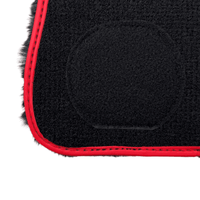 Black Sheepskin Floor Mats for Rolls Royce Dawn (2016-2023) with Red Leather