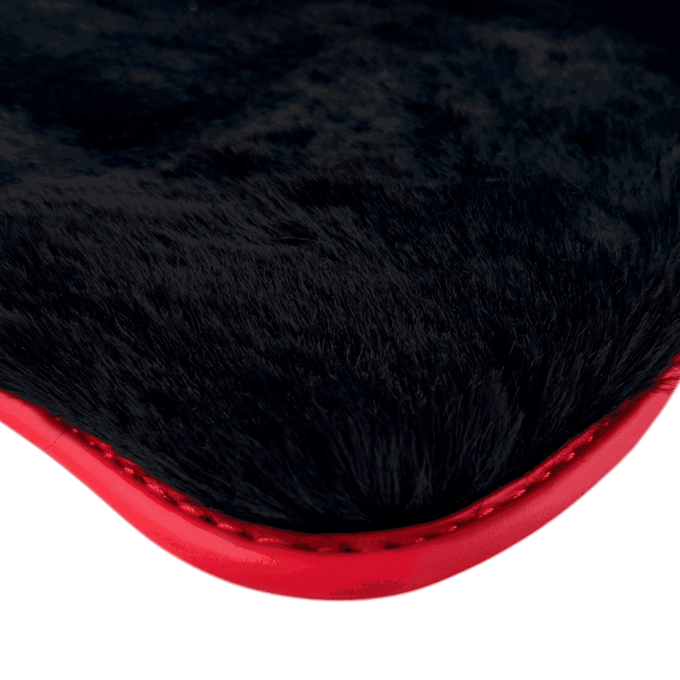 Black Sheepskin Floor Mats for Rolls Royce Cullinan (2018-2025) with Red Leather